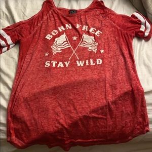 A slit shoulder tee shirt